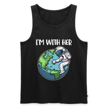 Im With Her Earth Global Warming Gift - Men's Premium Organic Tank Top - black - Front - Michal (187cm)