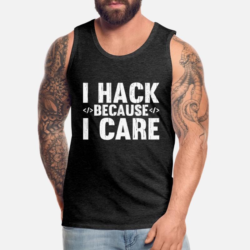 Hacker Hacking Code Computer admin saying gift Men's Premium Organic Tank Top