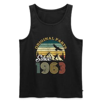 Vintage 1963 63 Anniversaire Rétro Millésime cadeau - Débardeur bio Premium Homme - noir - Devant - Michal (187cm)