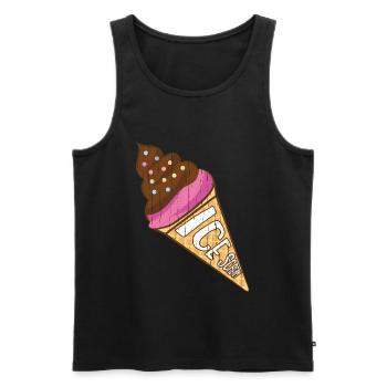 Glace glace glace crème glacée d’été rengaine cadeau - Débardeur bio Premium Homme - noir - Devant - Michal (187cm)