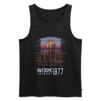 Vintage 1977 77 Anniversaire Rétro Millésime cadeau - Débardeur bio Premium Homme - noir - Devant - Michal (187cm)
