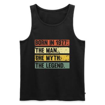 Vintage 1977 77 Anniversaire Rétro Millésime cadeau - Débardeur bio Premium Homme - noir - Devant - Michal (187cm)