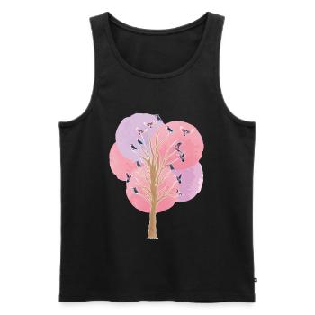 oiseau arbre oiseaux Observer l’essaim d’oiseau Cadeau - Débardeur bio Premium Homme - noir - Devant - Michal (187cm)