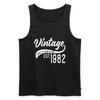 Vintage 1982 82 Birthday Retro Vintage Gift - Men's Premium Organic Tank Top - black - Front - Michal (187cm)