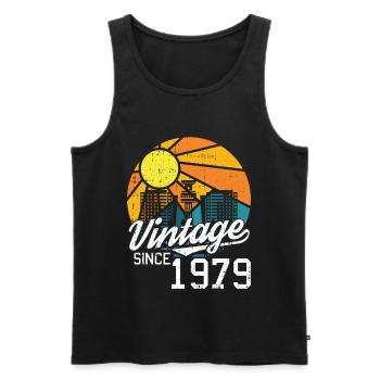 Vintage 1979 79 Anniversaire Rétro Millésime cadeau - Débardeur bio Premium Homme - noir - Devant - Michal (187cm)
