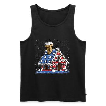 Amerikanisches Lebkuchenhaus USA Weihnachten - Männer Premium Bio Tank Top - Schwarz - Vorne - Michal (187cm)