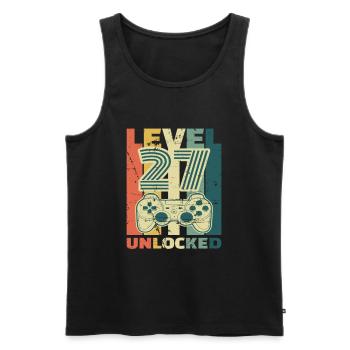 Cadeau de jeu de 27e anniversaire - Débardeur bio Premium Homme - noir - Devant - AI Model Male 178 light (178cm)