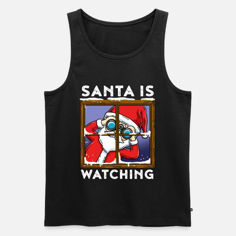 Santa Is Watching Weihnachtsmann Geschenk - Männer Premium Bio Tank Top - Schwarz