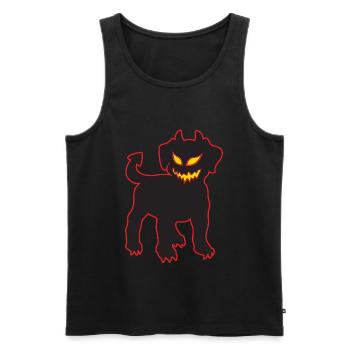 Halloween Devil Dog Chiot démoniaque brillant - Débardeur bio Premium Homme - noir - Devant - AI Model Male 178 light (178cm)