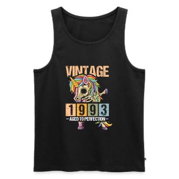 Birthday 1993 93 Unicorn Dab Vintage Gift - Men's Premium Organic Tank Top - black - Front - AI Model Male 178 light (178cm)