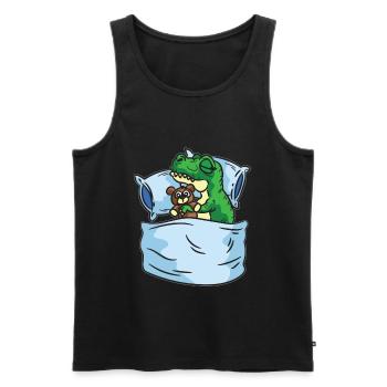 Schlafendes T-Rex Stofftier Sleepshirt - Männer Premium Bio Tank Top - Schwarz - Vorne - Michal (187cm)