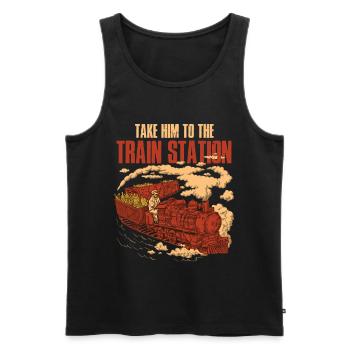 Take Him To The Train Station Zug Geschenk - Männer Premium Bio Tank Top - Schwarz - Vorne - Michal (187cm)