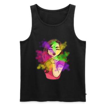 Holi Festival Girl Indien Pakistanais Mme Holi - Débardeur bio Premium Homme - noir - Devant - AI Model Male 178 light (178cm)