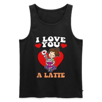 Je t’aime un Latte Coffee Cappuicino - Débardeur bio Premium Homme - noir - Devant - AI Model Male 178 light (178cm)