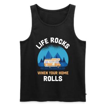 Life Rocks When Your Home Rolls Wohnmobil Geschenk - Männer Premium Bio Tank Top - Schwarz - Vorne - Michal (187cm)