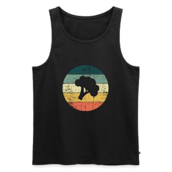 Broccoli Vegan Lover Retro Healthy Gift idea - Men's Premium Organic Tank Top - black - Front - AI Model Male 178 light (178cm)