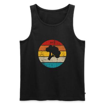 Broccoli Vegan Lover Retro Healthy Gift idea - Men's Premium Organic Tank Top - black - Front - AI Model Male 178 light (178cm)