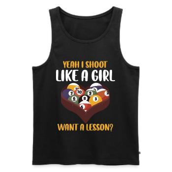 I Shoot Like A Girl Billard Geschenk - Männer Premium Bio Tank Top - Schwarz - Vorne - Michal (187cm)
