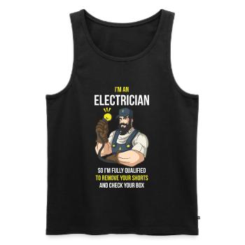 In the An Electrician Electrician Electrician Gift - Men's Premium Organic Tank Top - black - Front - AI Model Male 178 light (178cm)