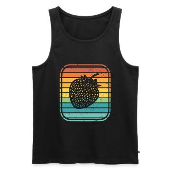 Strawberry Fruit Lover Retro Healthy Gift idea - Männer Premium Bio Tank Top - Schwarz - Vorne - AI Model Male 178 light (178cm)