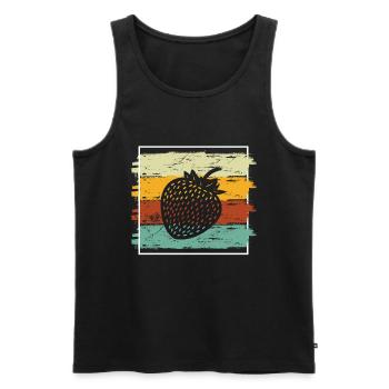 Strawberry Fruit Lover Retro Healthy Gift idea - Männer Premium Bio Tank Top - Schwarz - Vorne - AI Model Male 178 light (178cm)