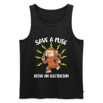 Save A Fuse Electrician Gift - Men's Premium Organic Tank Top - black - Front - AI Model Male 178 light (178cm)