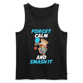 Forget Calm And Smash It Pickleball Gift - Men's Premium Organic Tank Top - black - Front - AI Model Male 178 light (178cm)