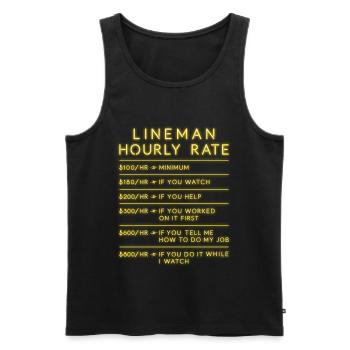 Lineman Tarif horaire Cadeau électricien - Débardeur bio Premium Homme - noir - Devant - AI Model Male 178 light (178cm)