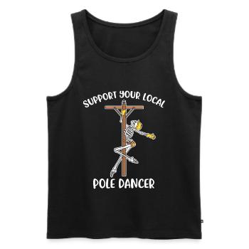 Cadeau optionnel local de pole dancer - Débardeur bio Premium Homme - noir - Devant - Michal (187cm)
