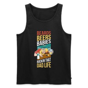 Barbes Bières Bébés Papa Vie Barbe Cadeau - Débardeur bio Premium Homme - noir - Devant - AI Model Male 178 light (178cm)