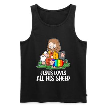 Jesus Loves All His Sheep Schaf Geschenk - Männer Premium Bio Tank Top - Schwarz - Vorne - Michal (187cm)