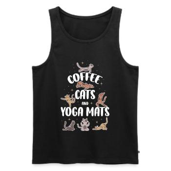 Coffee Cat And Yoga Mats Yoga Gift - Men's Premium Organic Tank Top - black - Front - Michal (187cm)