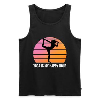 Yoga Is My Happy Hour Yoga Gift - Men's Premium Organic Tank Top - black - Front - Michal (187cm)