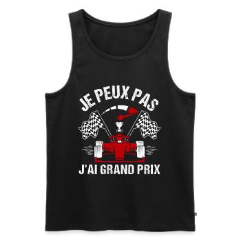 Je peux pas j' ai grand prix humour course voiture - Débardeur bio Premium Homme - noir - Devant - AI Model Male 178 light (178cm)