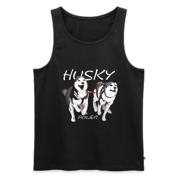 Husky Power, dog - Men's Premium Organic Tank Top - black - Front - AI Model Male 178 light (178cm)