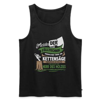 Holz Kettensäge Holzfäller - Männer Premium Bio Tank Top - Schwarz - Vorne - Michal (187cm)