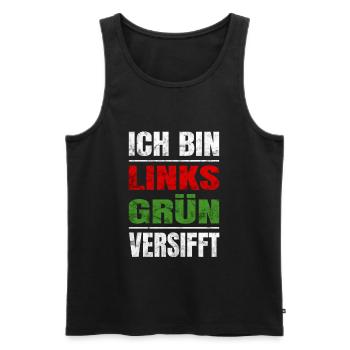Ich bin Links Grün Versifft für Menschenrechte - Männer Premium Bio Tank Top - Schwarz - Vorne - Michal (187cm)