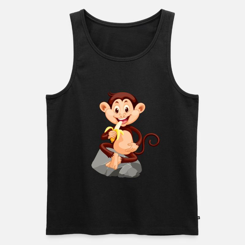 Affe mit Banane süßes Äffchen - Männer Premium Bio Tank Top - Schwarz