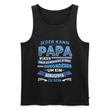 Bonuspapa Spruch Stiefpapa Geschenk für Bonusvater - Männer Premium Bio Tank Top - Schwarz - Vorne - Michal (187cm)