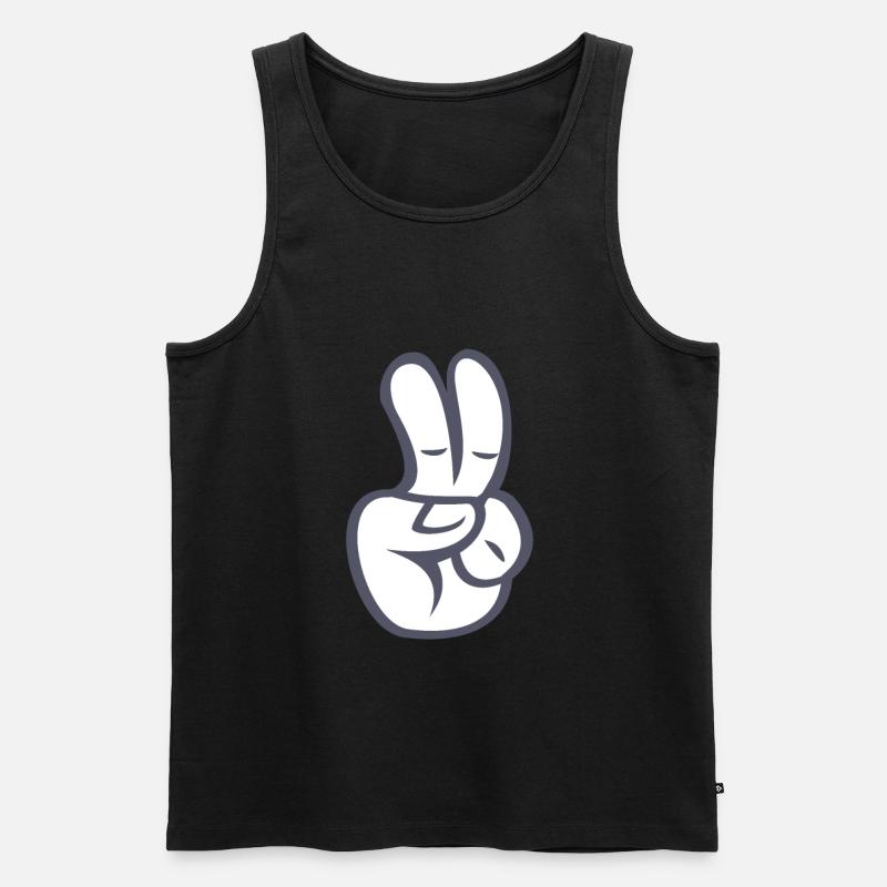 Peacezeichen Finger Comic - Männer Premium Bio Tank Top - Schwarz