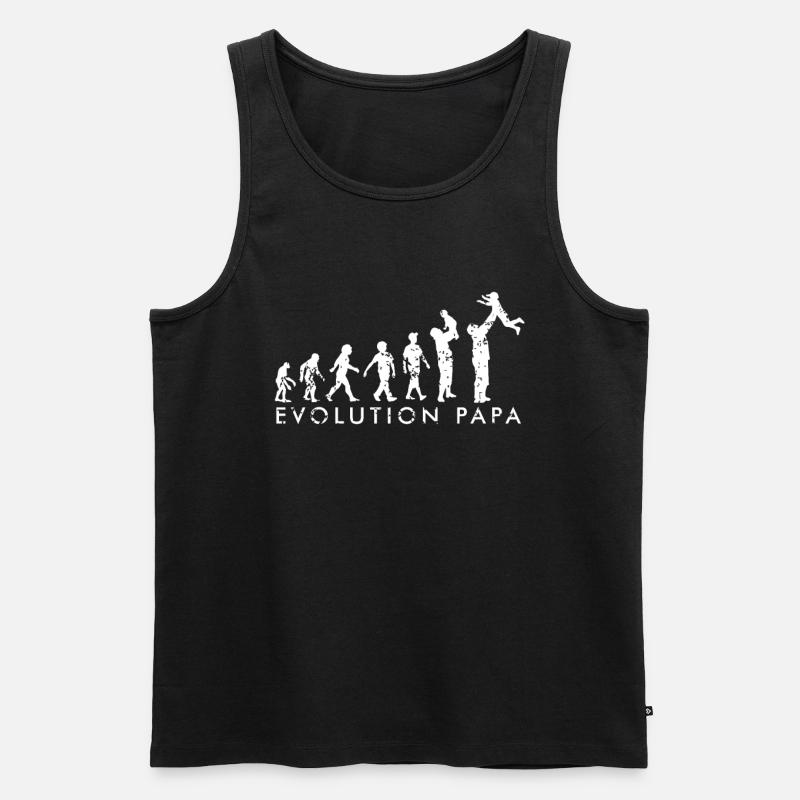 Evolution Vater und Kind Arm Geschenkidee Vatertag - Männer Premium Bio Tank Top - Schwarz