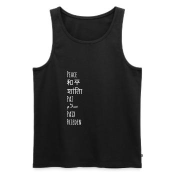 Paix monde paix cadeau de langue étrangère - Débardeur bio Premium Homme - noir - Devant - AI Model Male 178 light (178cm)