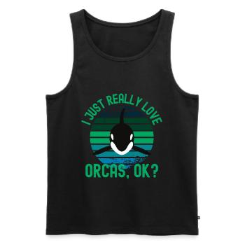 I Just Really Love Orcas - Männer Premium Bio Tank Top - Schwarz - Vorne - Michal (187cm)