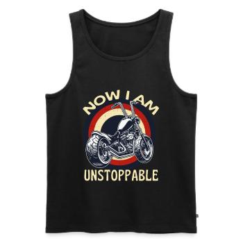 Now I Am Unstoppable Motorcycle Retro - Men's Premium Organic Tank Top - black - Front - AI Model Male 178 light (178cm)