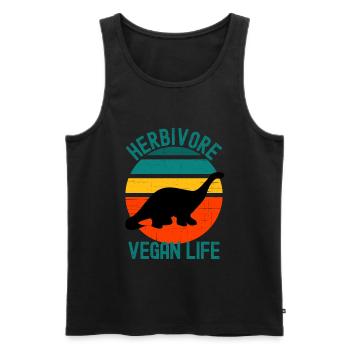 Pflanzenfresser Dinosaurier Vegan Leben Retro - Männer Premium Bio Tank Top - Schwarz - Vorne - Michal (187cm)