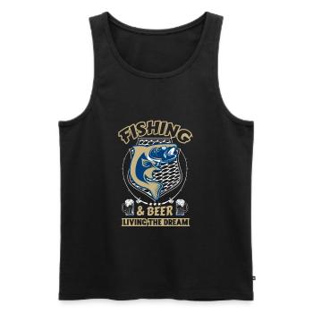 Funny Humor Fishing Slogan Fun - Men's Premium Organic Tank Top - black - Front - AI Model Male 178 light (178cm)
