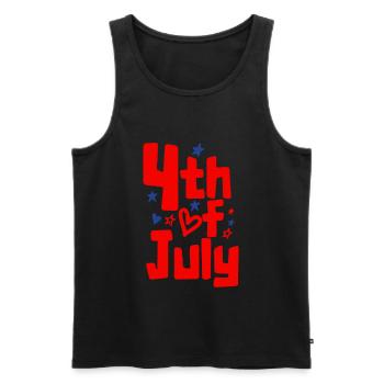 4th of July USA Celebration 1776 Stars - Men's Premium Organic Tank Top - black - Front - AI Model Male 178 light (178cm)