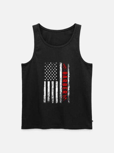 barber American Flag, haridresser barbershop - Men's Premium Organic Tank Top - black