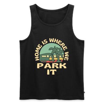Home Is Where We Park It Caravan Camping - Men's Premium Organic Tank Top - black - Front - AI Model Male 178 light (178cm)