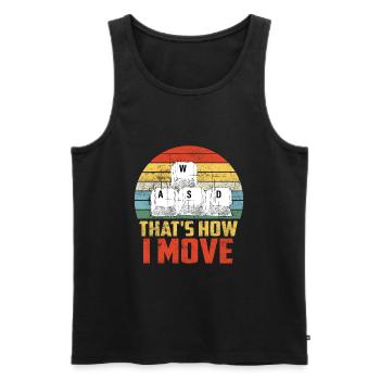 WASD Gaming Gamer Spruch - Männer Premium Bio Tank Top - Schwarz - Vorne - Michal (187cm)